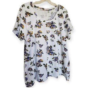 Preswick & Moore Floral Short Sleeve Pullover Top 3X